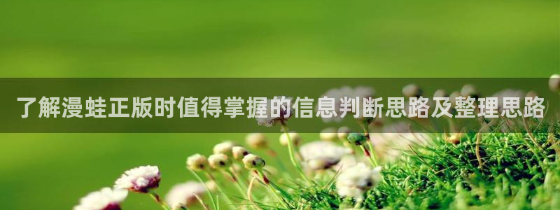 梦漫漫画APP漫画推荐:了解漫蛙正版时值得掌握的信息判断思路及整理思路